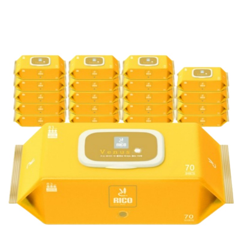 RICO ベビー 低刺激 ベビーウェットティッシュ ザプラネット ヴィーナス ゴールド 70枚 20パック（韓国産）