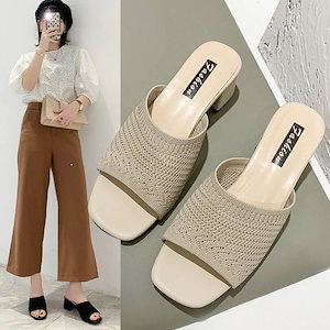 【20点セット】ミュールパンプスサンダル レディース 靴 ニット 太ヒール ヒールサンダル ポインテッドトゥ 靴 サボサンダル かかとなしパンプス