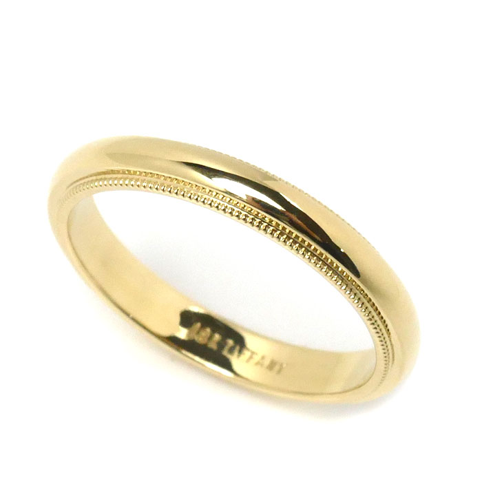 TIFFANY&Co. ティファニー K18YG イエローゴールド ミルグレイン リング・指輪 15号 4.0g レディース 中古 美品