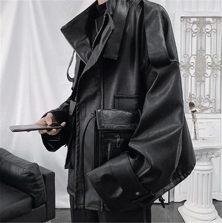 [緊急タイムセール!!]通勤する 韓国 ファッション メンズ スーパーファイア コート モーターサイクル レザージャケット 暖かい 厚手 ダーク