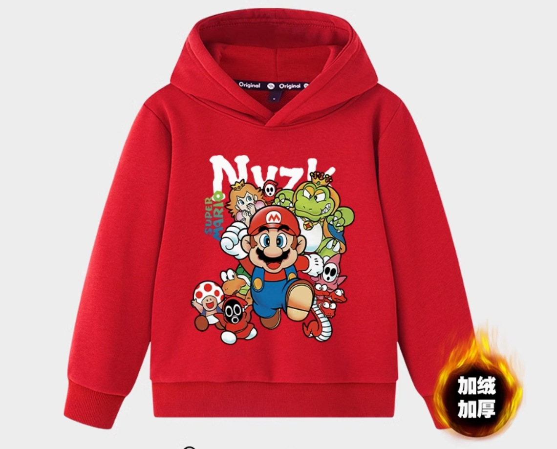 マリオ子供用トレーナーフード付き親子秋冬フリーストップ