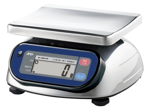 A&D 取引証明用 防塵・防水デジタルはかり SK-1000iWP-A5 ひょう量:1000g 最小表示:1g(使用範囲:20g~1000g) 皿寸法:232(W)*192(D)mm 検定付:5地域