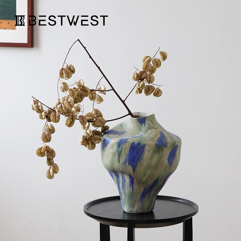 創意花瓶景徳鎮陶磁器置物侘び寂風乾花生け花陶磁器缶軽贅沢高級感