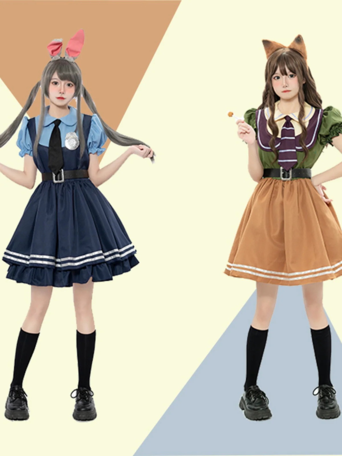 ハロウィンコスム コスプレ衣装 ショーバニーオフィサージュディ 大人用ドレス キツネ長袖