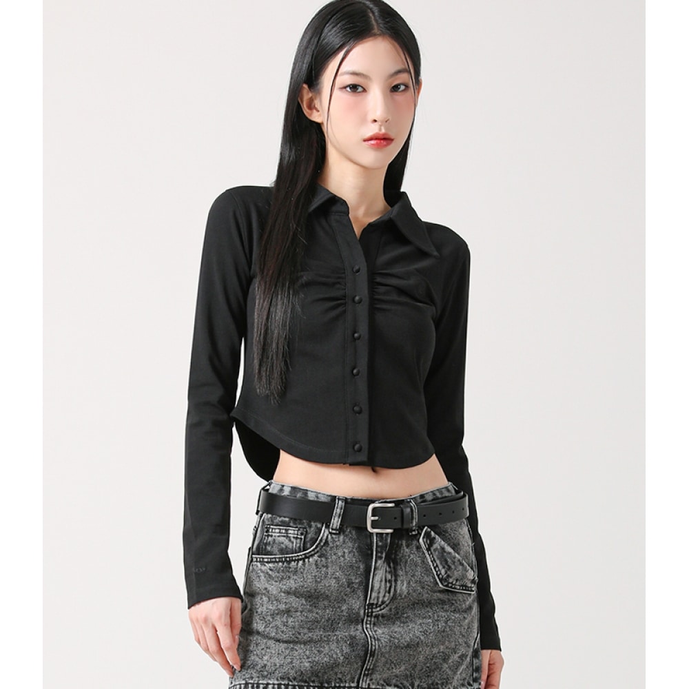 アヴァンドレスニコールカーラシャーリングシャツブラック