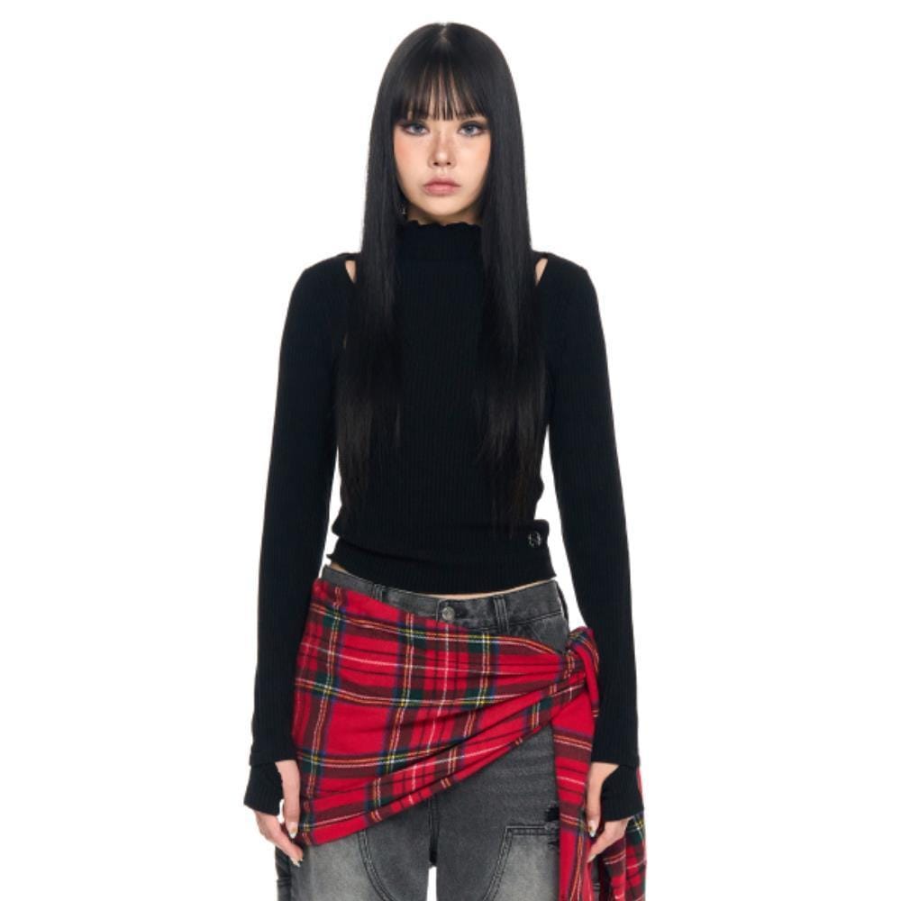 SCHISM INDUCING MOCK TURTLENECK KNIT BLACK SB7TS13BK