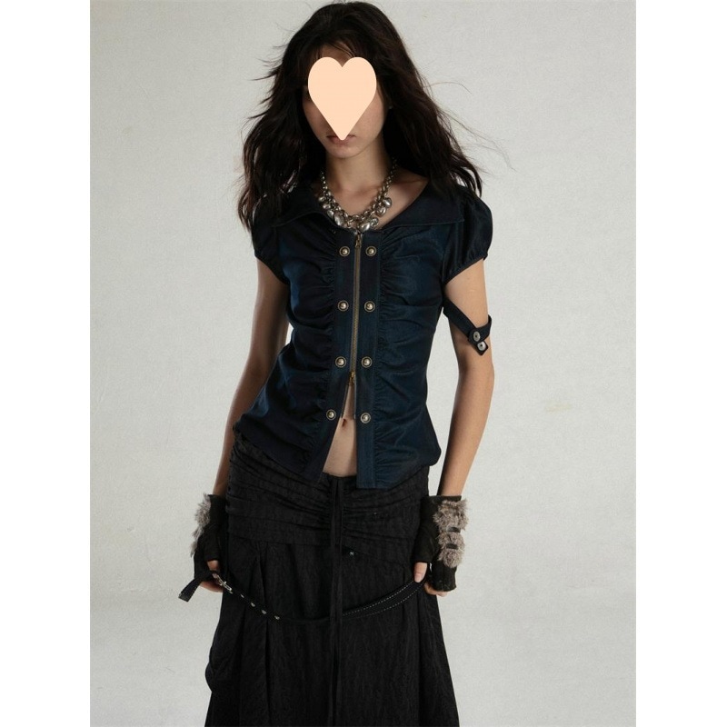 【1つ買うと10つ無料】夏の女性のためのレトロなソリッドカラーシャツスリミングショートプリンセススリーブ半袖