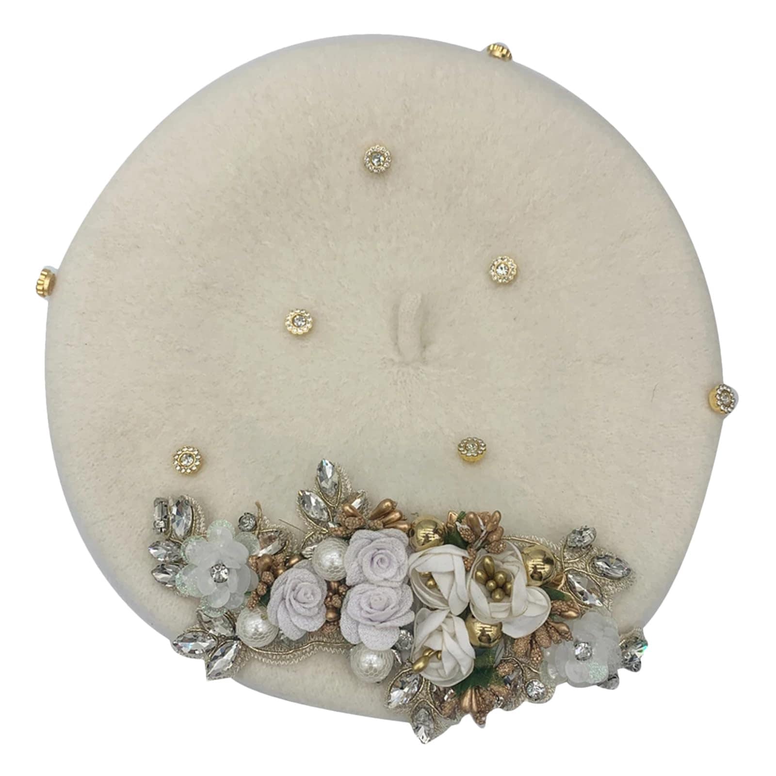 [Lmtossey] 冬 レディース ベレー帽 フラワーダイヤモンド レディビーニーキャップ