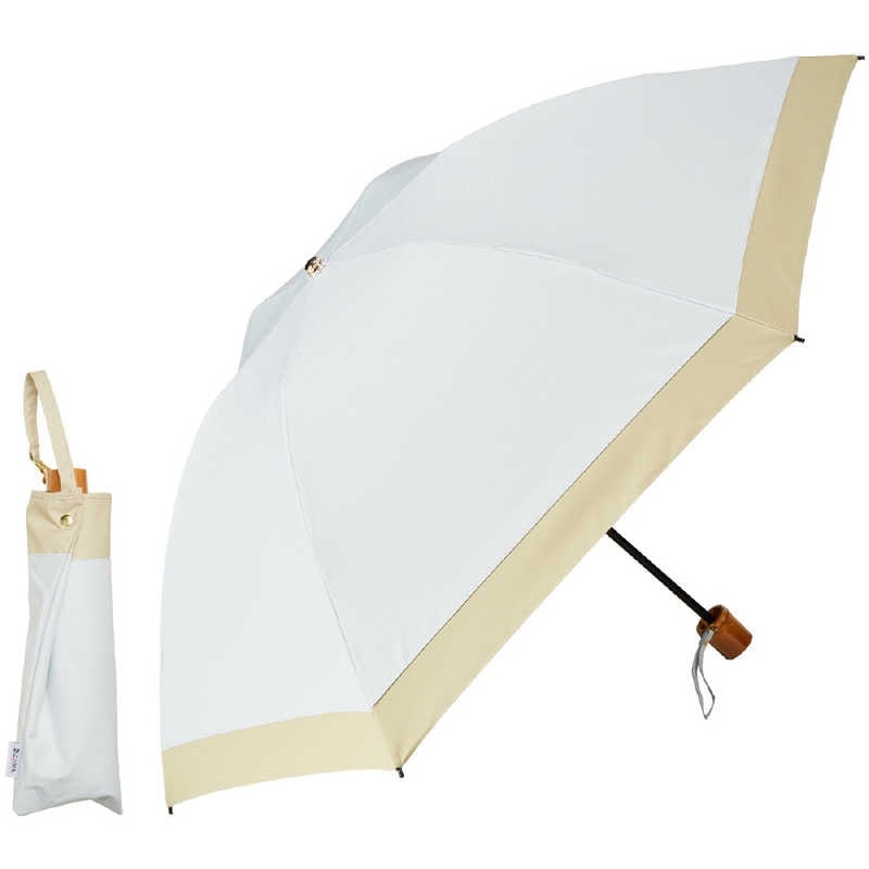 KIZAWA　逆さ式日傘シルキーラックス sakasa glare バイカラー ［日傘 /50cm］ ホワイト×ベージュ　S011-M55O-off-beige