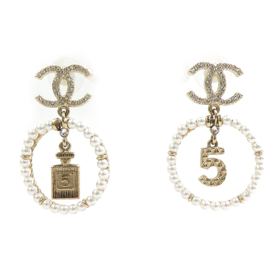 シャネル CHANEL ピアス メタル/フェイクパール ゴールド×ホワイト レディース h31957g
