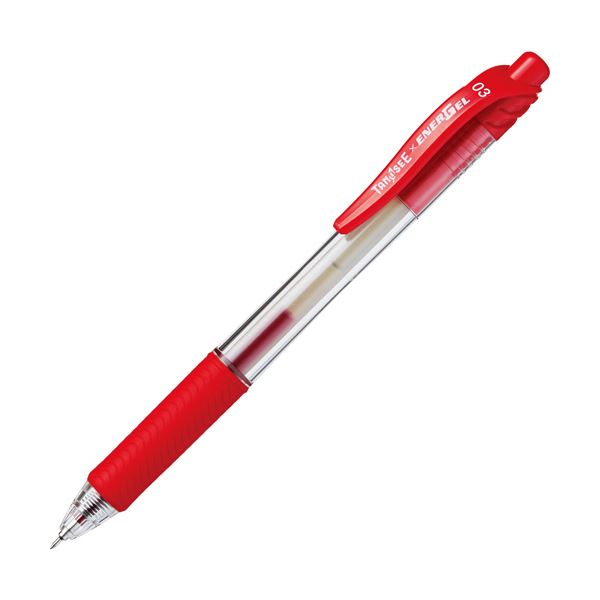 (まとめ) TANOSEE ノック式ゲルインクボールペン ニードルタイプ 0.3mm 赤 1本 (×300セット)