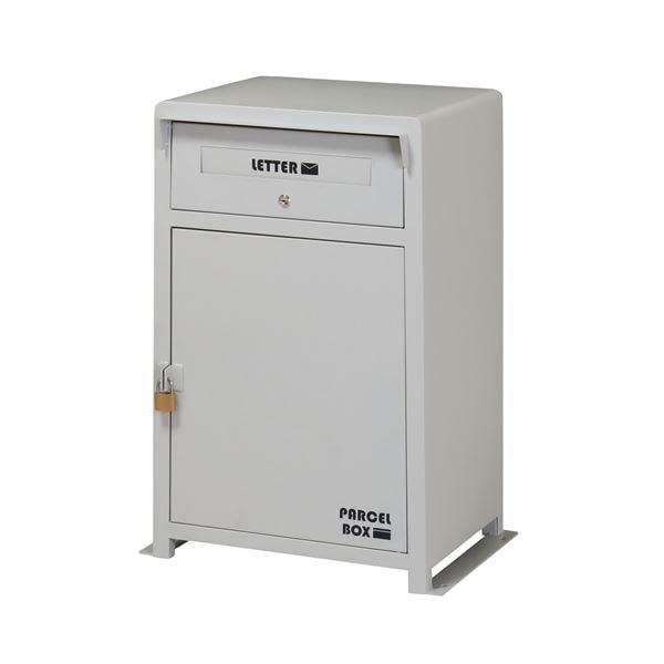 宅配ボックス/配達BOX (ホワイト) 幅590×奥行400×高さ830mm スチール粉体塗装 耐荷重収納部：10kg (玄関) 完成品
