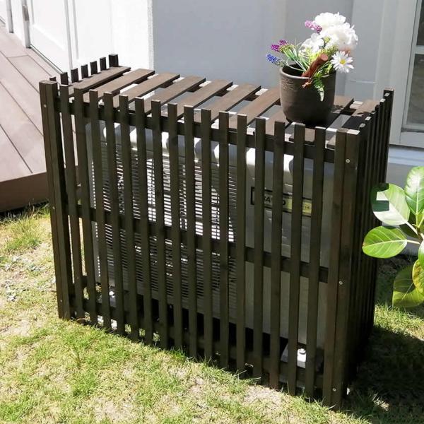 室外機カバー 室外機 日よけ ラック 上 収納 棚 台 木製 室外機カバー おしゃれ 日除け 和風 モダン シック 格子 カバー エアコン室外機