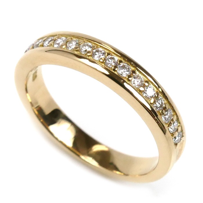 K18YG イエローゴールド ハーフエタニティ リング・指輪 ダイヤモンド0.16ct 8号 3.7g レディース 中古 美品