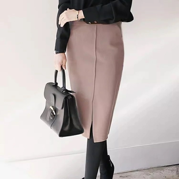 【2枚購入で100円OFF】タイトスカート ラシャスカート 　膝丈 ポケット付き　ひざ丈　カラー スカート 秋冬物 レディース ハイウエスト 通勤 オフィス フォーマル ビジネス 就活 大きいサイズ