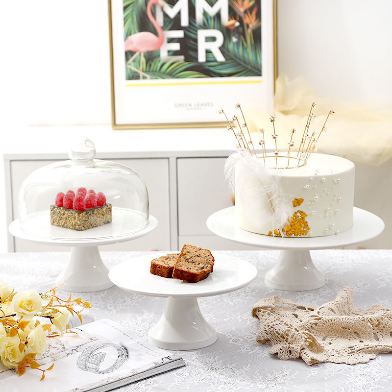 ins ミニマリスト セラミック ケーキプレート 結婚式 誕生日 デザートプレート トールケーキトレイ ベーキングケーキプレート スナックスタンド