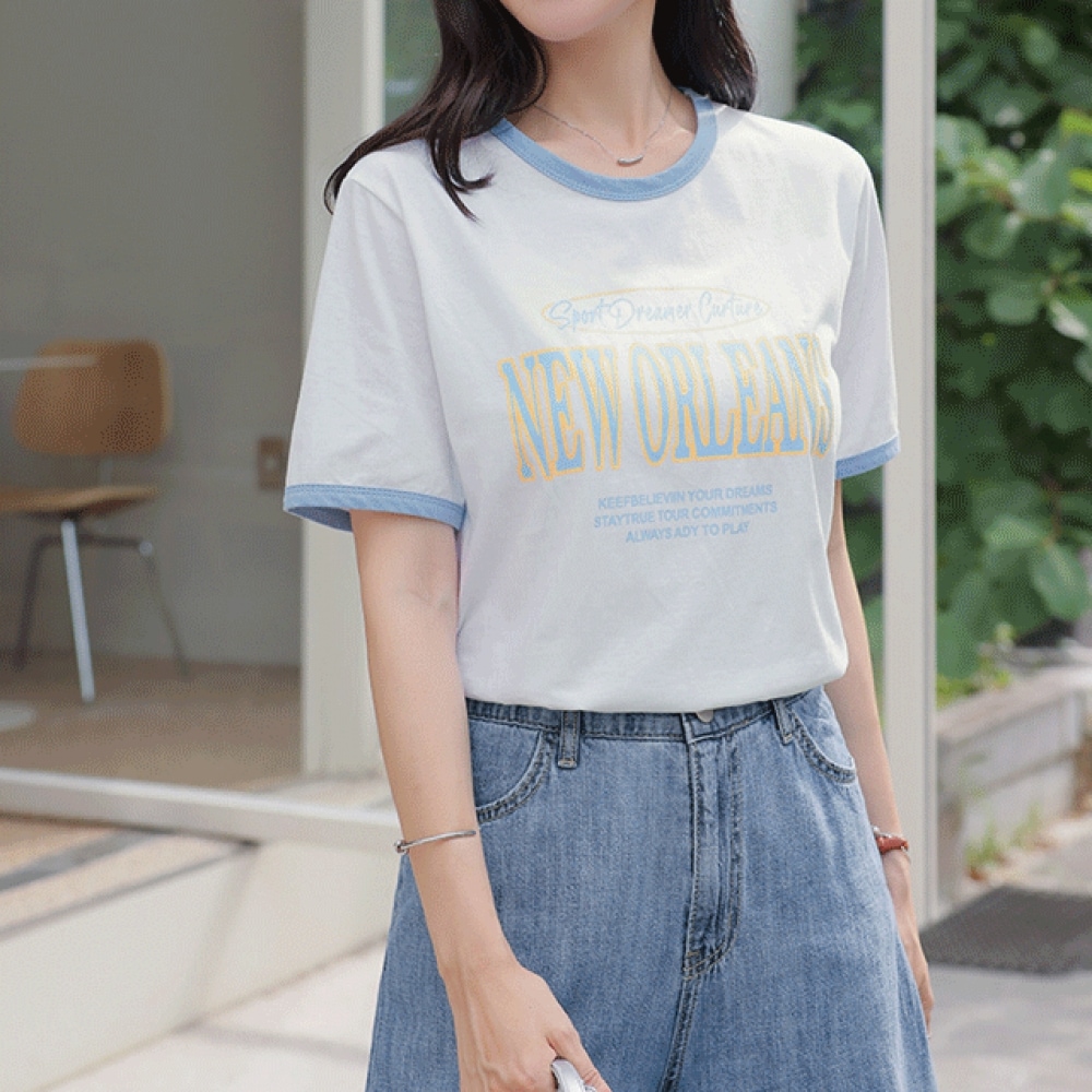 Click & Funny Chelne カラープリント T シャツ