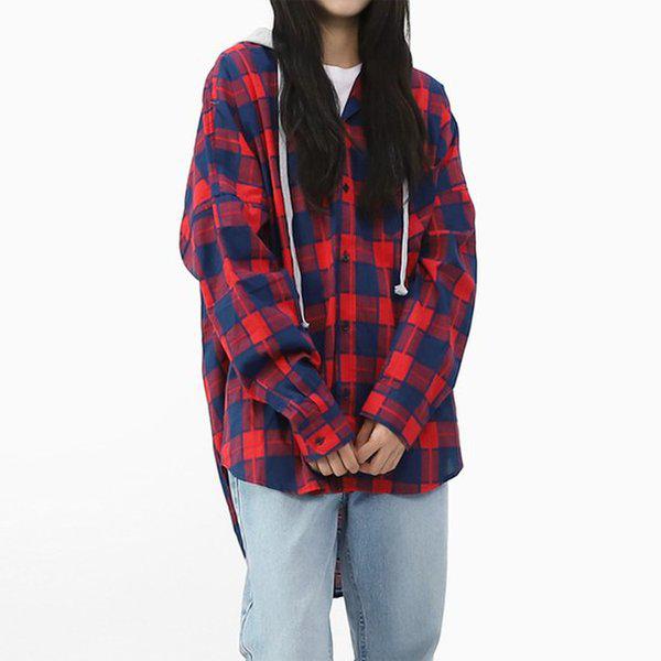 シャツ SBI047 4COLOR 男女共用ルーズフィットフードチェックポケットシャツアウター