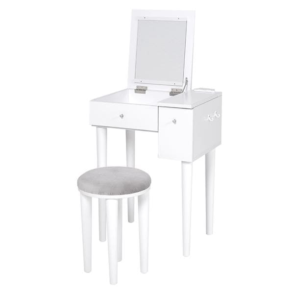 ドレッサー＆スツールセット ホワイト 約幅53×奥行40×高さ104106.5/68.5cm 脚部のみ組立品