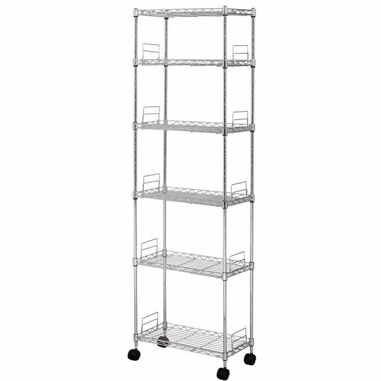 【公式】 スチールラック メタルラック 幅25 6段 ラック キャスター 棚 収納 収納ラック 収納棚 スリムキャスター付 MK-2514N メガ割