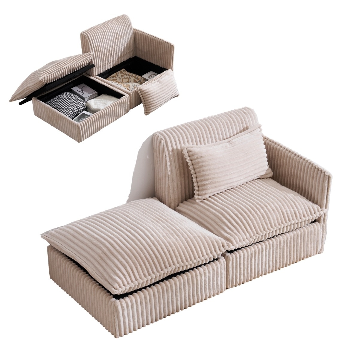 ソファー ソファーカウチ 2P 二人掛けソファ 収納付き オードマン付き ふわふ ソファー ソファーカウチ 2P 二人掛けソファ 収納付き オードマン付き