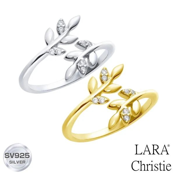 ピンキーリング レディース シルバー925 シルバー イエローゴールド リーフデザイン ジルコニア sv925 リング 指輪 LSC ララクリスティー
