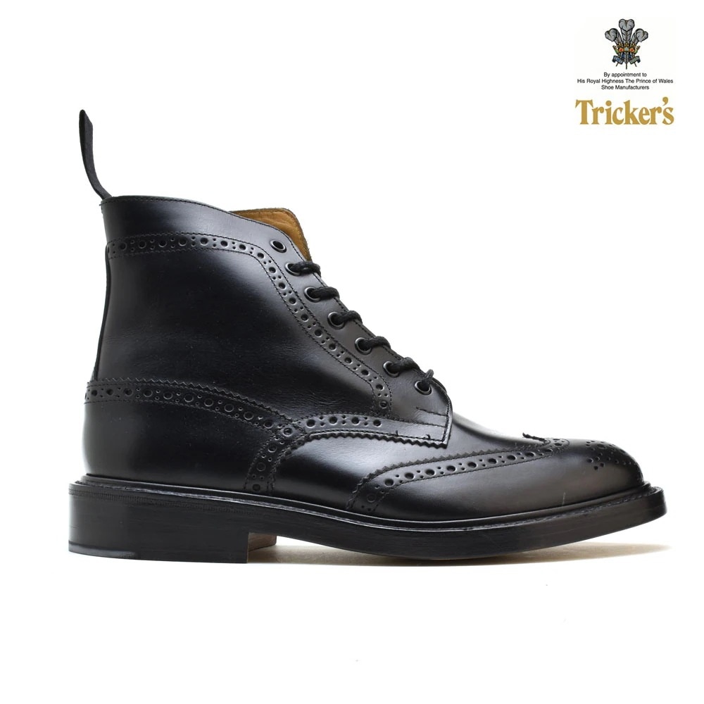トリッカーズ カントリーブーツ メンズ ブラック 黒 BLACK ダブルレザーソール ウィングチップ ブローグシューズ TRICKER S 2508[2508-black-l]