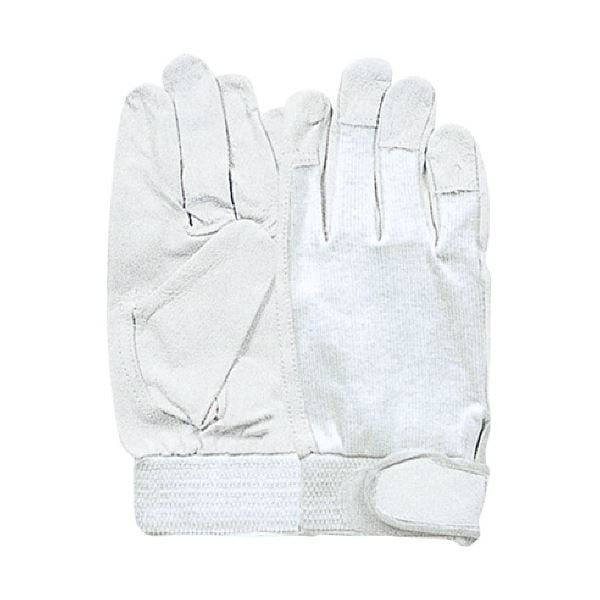 （まとめ）豚革甲メリヤスマジック付 白 L R-29-W-L 1双 [x3セット]