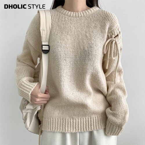 レースアップスリーブニット・p625975