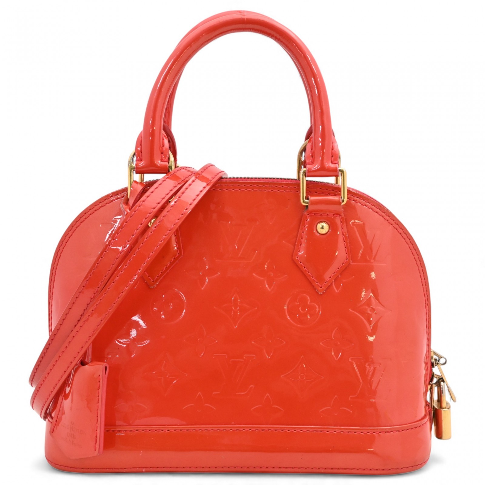 ルイヴィトン モノグラム ヴェルニ アルマBB ハンドバッグ レッド Aランク lv8859vd