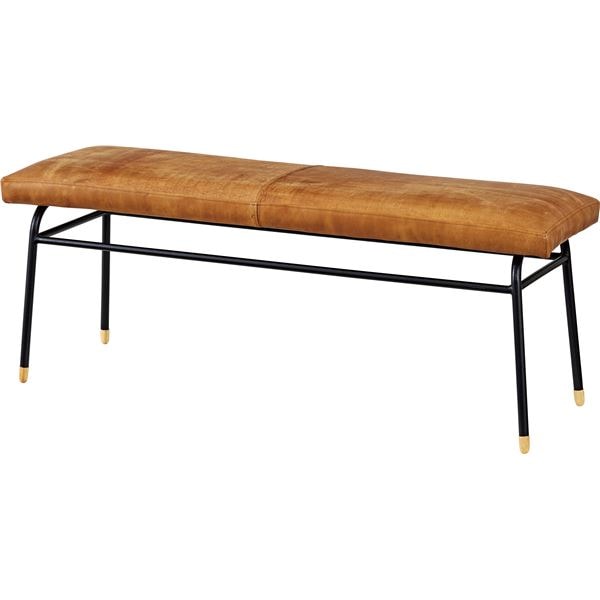 本革 ベンチ/ベンチチェア 幅118cm奥行37cm高さ47cm スチール リビング ダイニング 店舗 お店