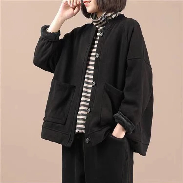 ブルゾン長袖ライトアウターレディースジャケット無地春秋大きいサイズスウェットアウターショート丈20304050