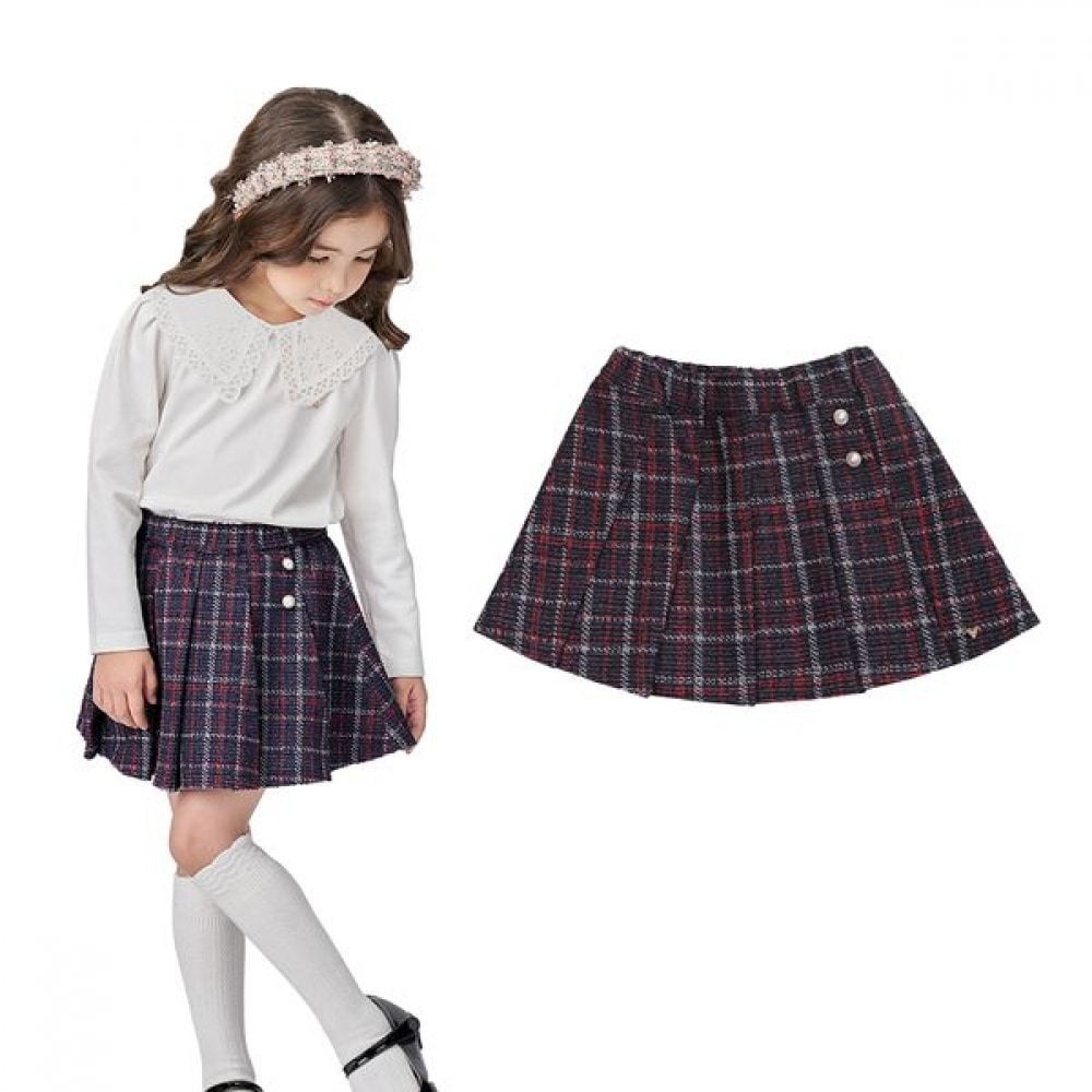 (ゲスキーズ) チェックツイードスカート (G26KAS010-T)