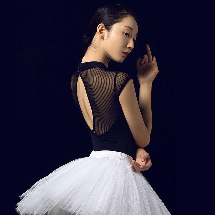バレエ レオタード 大人 黒 ストレッチメッシュ シースルー おしゃれ バレエレオタード ハイネック レディース ジュニア スカートなし 背中 エレガント ホルター30%までに制限