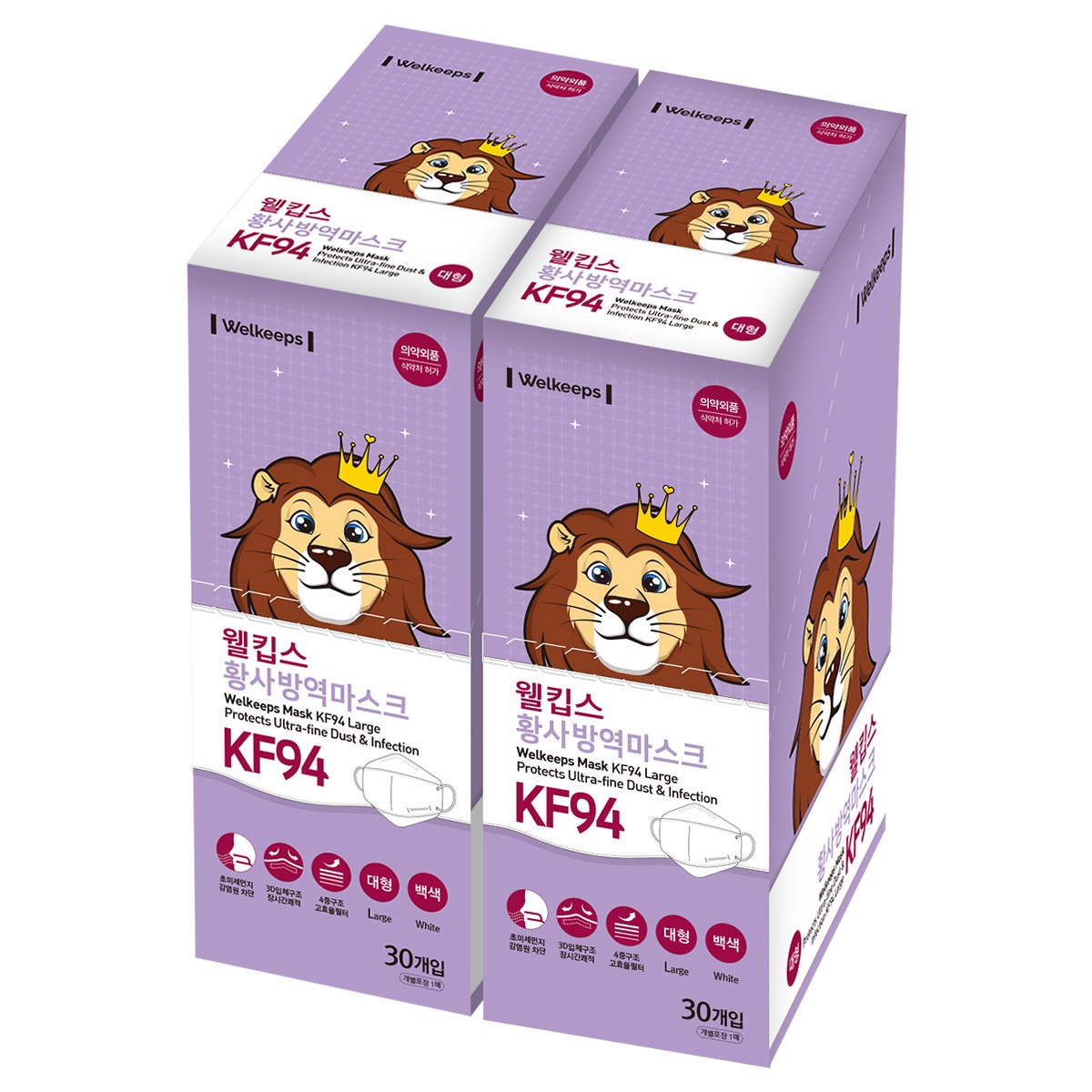Korea Welkeeps Adult Dust Mask KF94 30ct x 2 韓国大人
