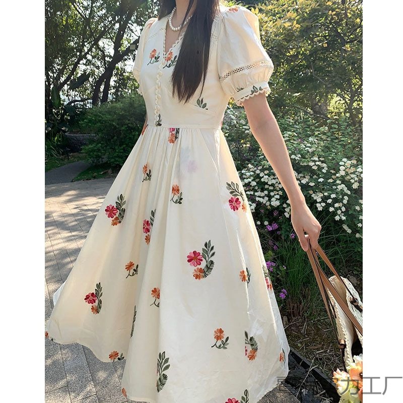 2025 新作 ワンピース 夏 半袖 長袖ワンピース ロングワンピース ロング シフォンワンピ ベアワンピ レースワンピ ドレス パーティードレス垂直2025印刷ドレス気質夏の新しいフレンチ