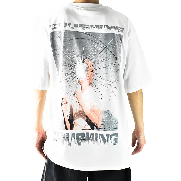 バックプリント Tシャツ メンズ 半袖 バックプリントTシャツ ホラー プリントTシャツ ビッグシルエットTシャツ ビッグTシャツ オーバーサイズ 夏 ロング丈 大きいサイズ ストレッチ ストリート系