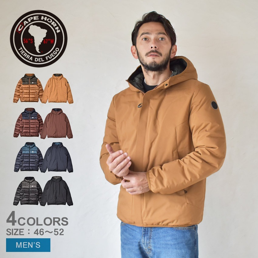 フェルテ ジャケット 51524 メンズ アウター ダウン リバーシブル 2WAY 長袖 防寒 カジュアル シンプル ロゴ ジップアップ ブラウン 茶 オレンジ ブラック 黒 ネイビー