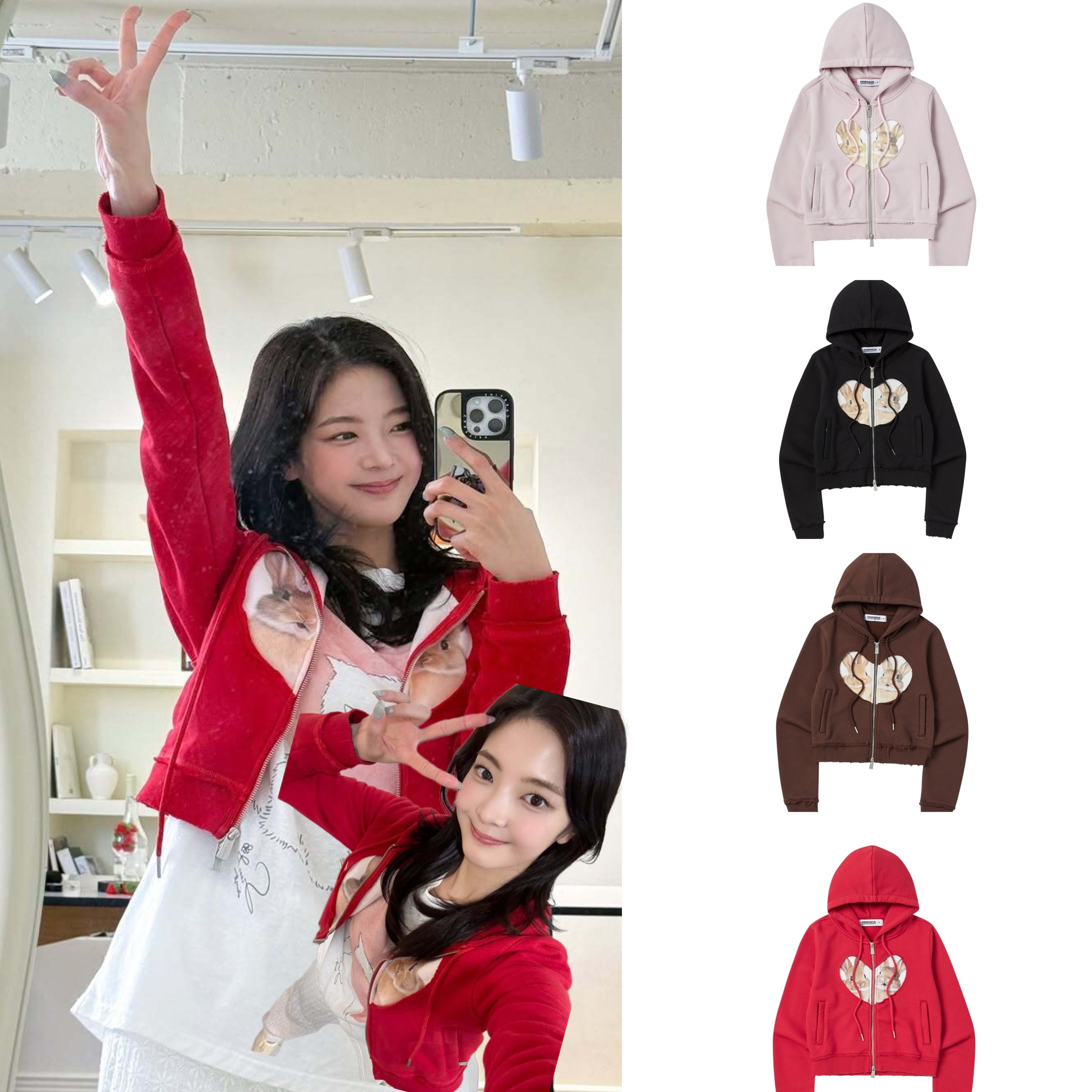 ITZY リア 着用 BABY RABBIT HOOD ZIP-UP 4色