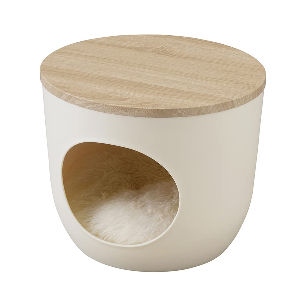 犬 猫 ハウス 室内用 プラスチック クッション付 丸洗い可 小型犬・猫用 ライトナチュラル