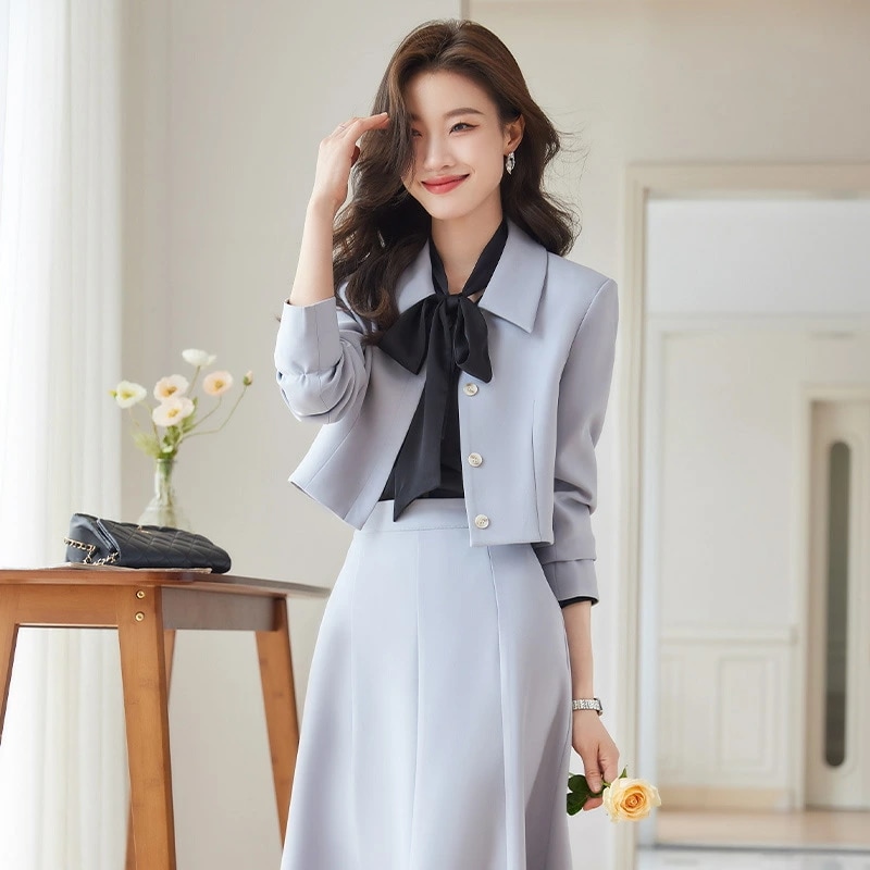 スーツ レディース 秋季 グレー カジュアル おしゃれ ジャケット セットアップ