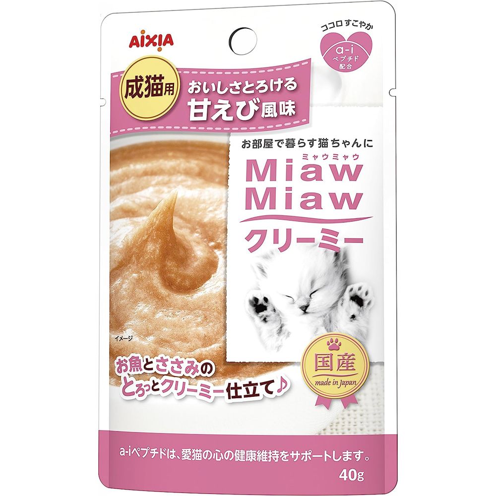 （まとめ買い）MiawMiawクリーミー 甘えび風味 40g 猫用フード [x48]