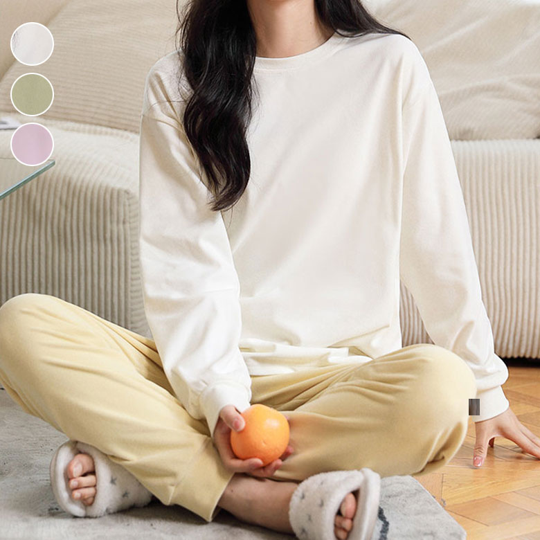 ルームウェア パジャマ セットアップ 長袖 トップス ロングパンツ 2点セット 上下セットインナー