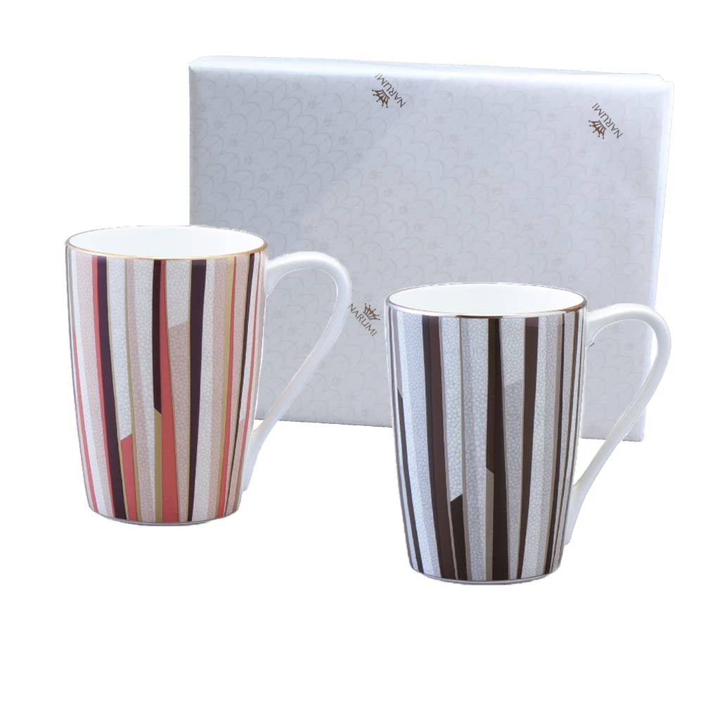 NARUMI(ナルミ) ペアマグカップ シャグリーン 380cc ブラック&オレンジ 2柄セット モダンでシンプルな絵柄 大きめ 結婚祝い 父の日 プレゼント ギフト箱入り ラッピング済 97195