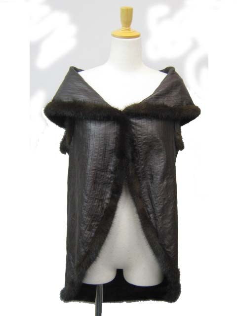 ラム レザー ＆ ミンク ファー リバーシブル ベスト ブラウン 送料無料 レディース ギフト プレゼント