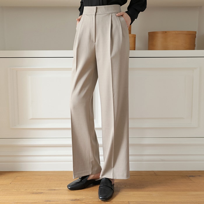 [韓国ファッション] ハイウエスト スパン ワイド スラックス