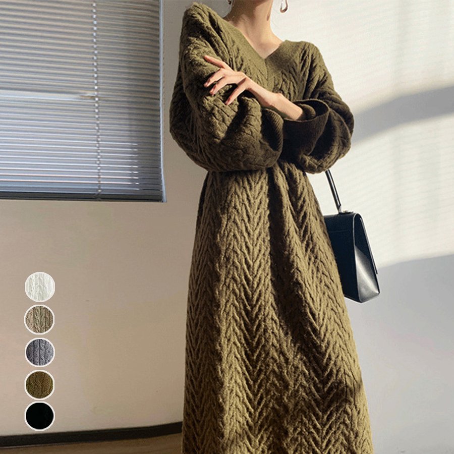 最終値下げニットワンピース 長袖とレディース 秋冬 バレンタイン プレゼント