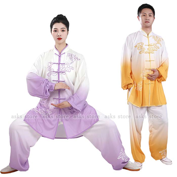 【急速出荷】新品入荷男女兼用 太極拳服 太極拳 ウェア 上下セット トップス 長袖 パンツ 雲柄 プリント柄 功夫 太極拳ウェア 練習着 表演服 表演 拳法 気功 練功服 演武用 スポーツ用品 武術