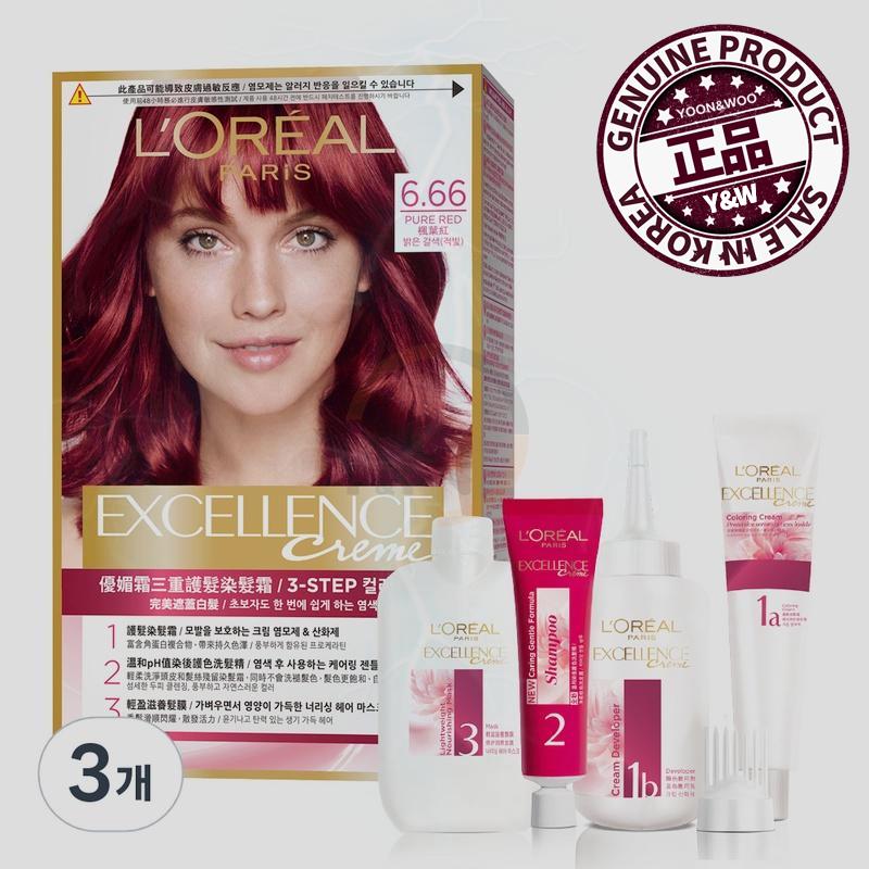 ロレアルパリ エクセレンスクリーム染毛剤 6.66号 明るい茶色の赤色 三つ 4,841円
