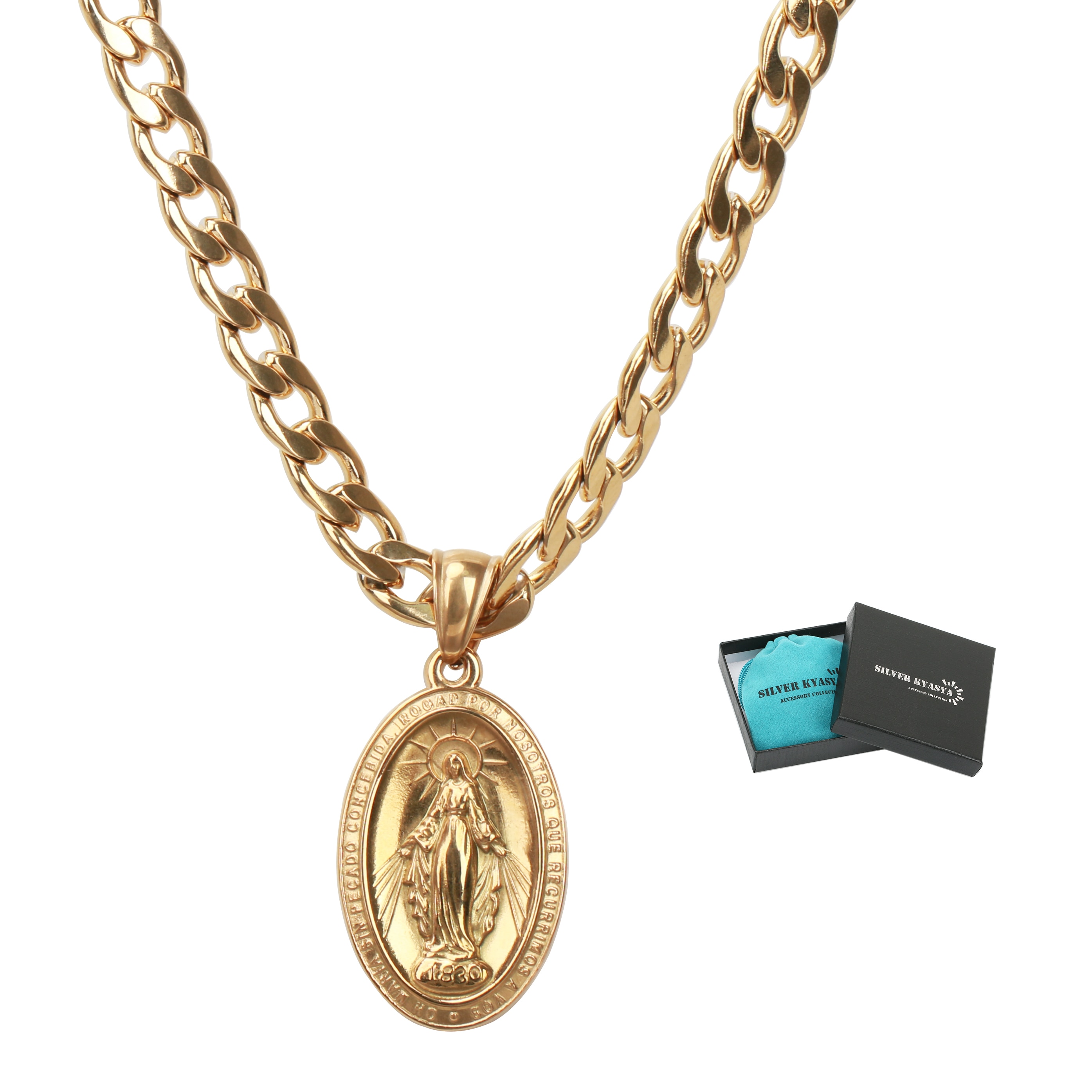 ステンレス メダイネックレス [n339-gold]